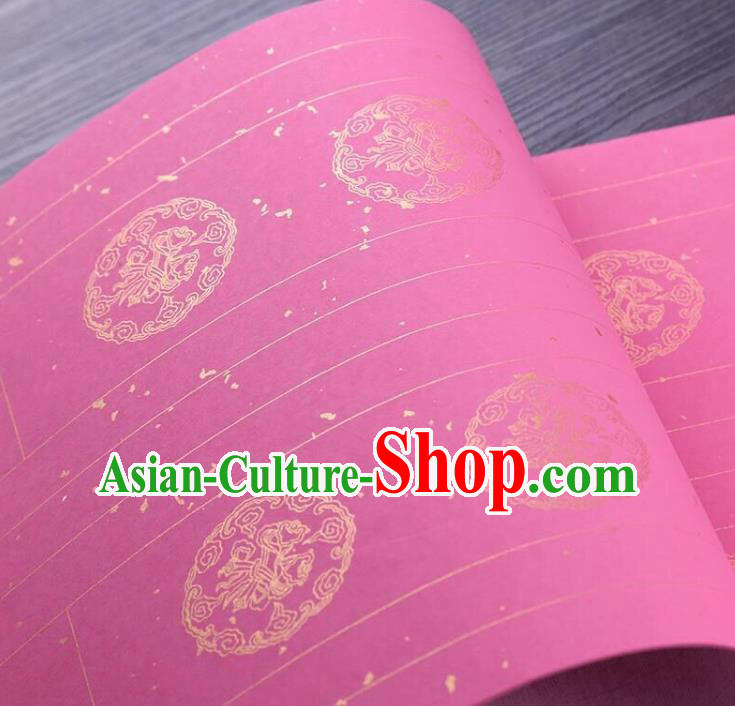 Chinese Traditional Spring Festival Couplets Calligraphy Pink Batik Paper Handmade Couplet Writing Art Paper