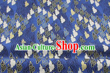 Chinese Classical Clouds Pattern Design Royalblue Brocade Fabric Asian Traditional Hanfu Satin Material