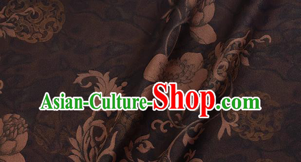 Chinese Classical Pattern Design Brown Silk Fabric Asian Traditional Hanfu Mulberry Silk Material