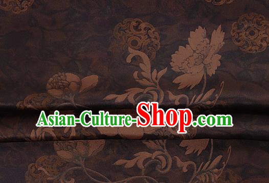 Chinese Classical Pattern Design Brown Silk Fabric Asian Traditional Hanfu Mulberry Silk Material