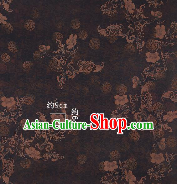 Chinese Classical Pattern Design Brown Silk Fabric Asian Traditional Hanfu Mulberry Silk Material