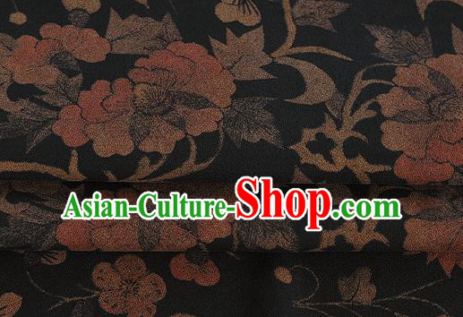 Chinese Classical Pattern Design Black Silk Fabric Asian Traditional Hanfu Mulberry Silk Material