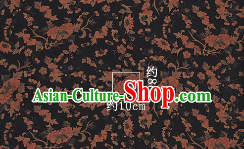 Chinese Classical Pattern Design Black Silk Fabric Asian Traditional Hanfu Mulberry Silk Material