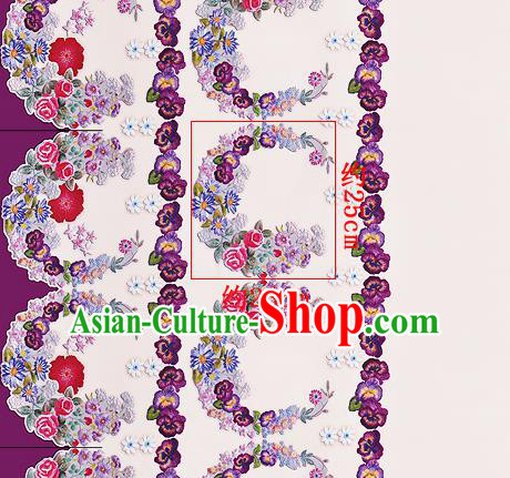 Chinese Classical Flowers Pattern Design Champagne Silk Fabric Asian Traditional Hanfu Mulberry Silk Material