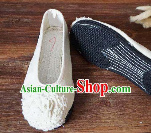 Traditional Chinese White Cloth Shoes National Wedding Shoes Hanfu Shoes for Women