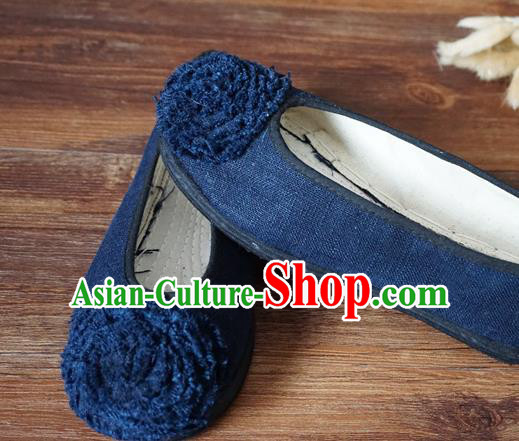 Traditional Chinese Navy Cloth Shoes National Wedding Shoes Hanfu Shoes for Women