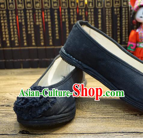 Traditional Chinese Black Cloth Shoes National Wedding Shoes Hanfu Shoes for Women