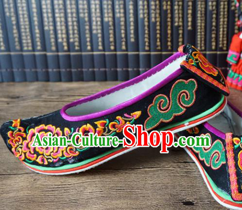 Traditional Chinese Wedding Black Embroidered Shoes Princess Shoes National Shoes Hanfu Shoes for Women