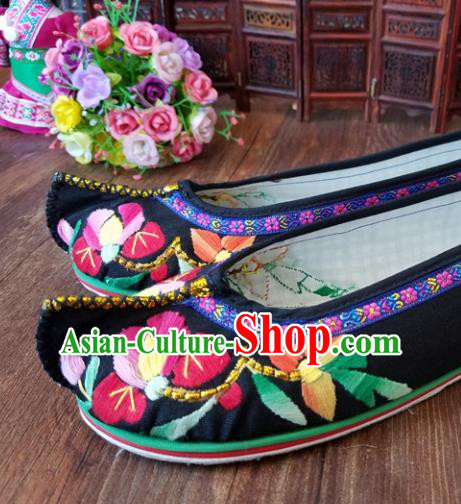 Traditional Chinese Embroidered Black Shoes National Ethnic Shoes Hanfu Shoes for Women