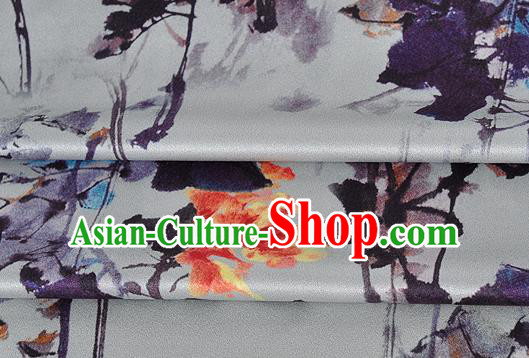 Chinese Classical Pattern Design Grey Silk Fabric Asian Traditional Hanfu Mulberry Silk Material