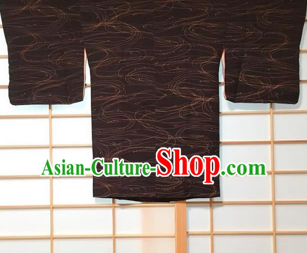 Japanese Traditional Embroidered Brown Haori Jacket Japan Kimono Overwear Costume for Men