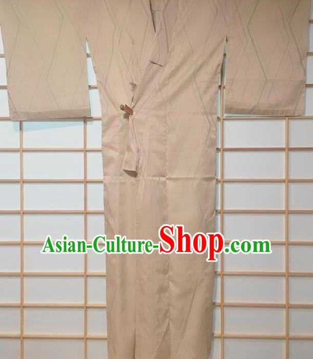Japanese Traditional Light Grey Furisode Kimono Japan Yukata Dress Costume for Women