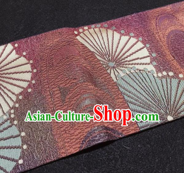 Japanese Traditional Pattern Rust Red Waistband Japan Kimono Yukata Belt for Women