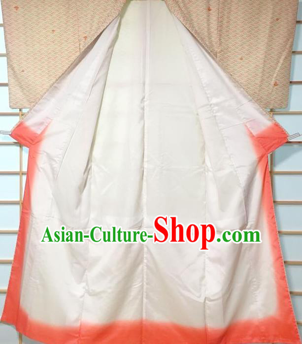 Japanese Traditional Printing Light Pink Furisode Kimono Japan Yukata Dress Costume for Women