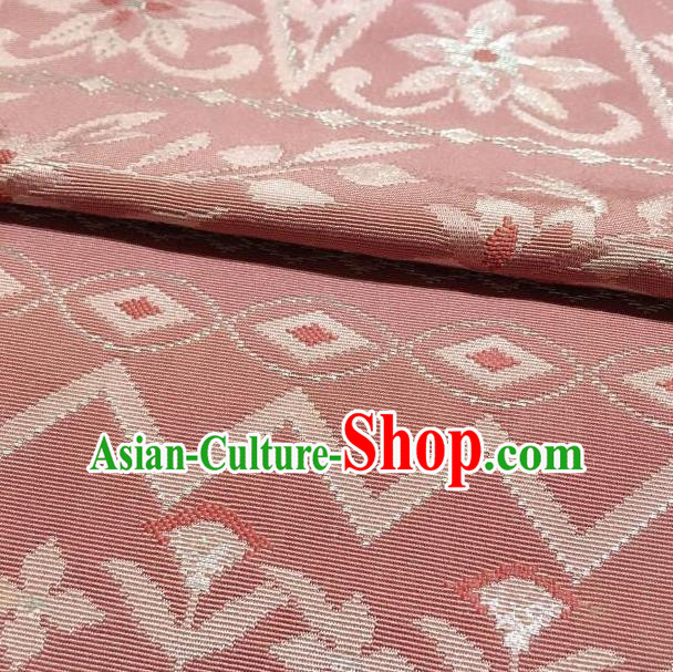 Japanese Traditional Flowers Pattern Pink Brocade Waistband Japan Kimono Yukata Belt for Women
