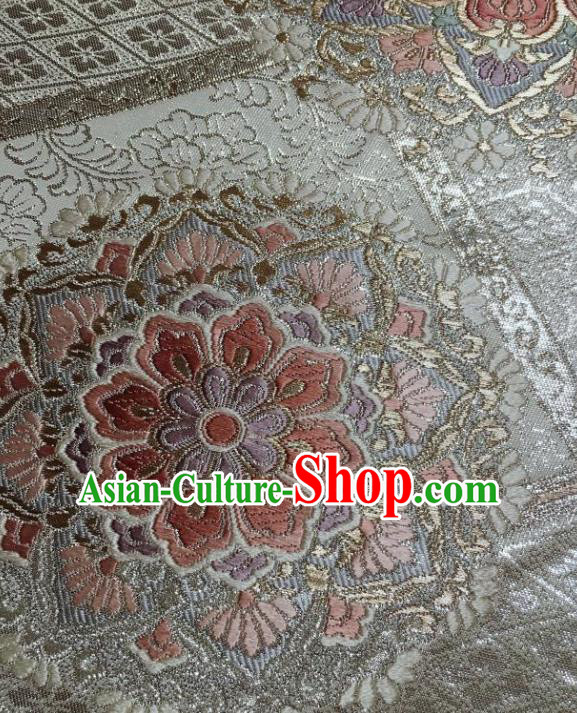 Japanese Traditional Embroidered Grey Brocade Waistband Japan Kimono Yukata Belt for Women