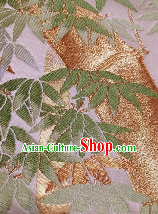 Japanese Traditional Embroidered Bamboo White Brocade Waistband Japan Kimono Yukata Belt for Women