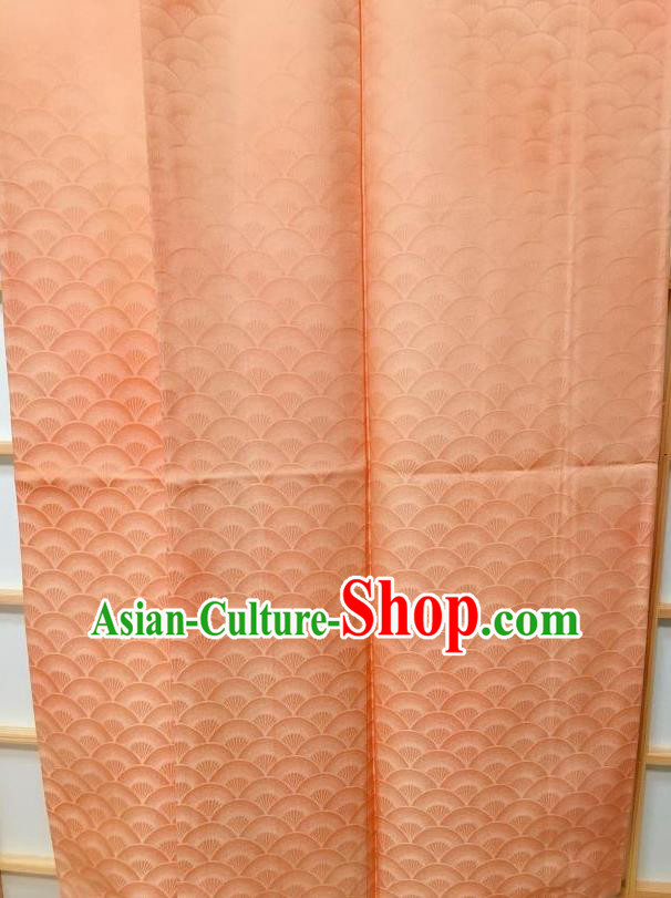 Traditional Japanese Classical Scale Pattern Orange Kimono Japan Yukata Dress Costume for Women