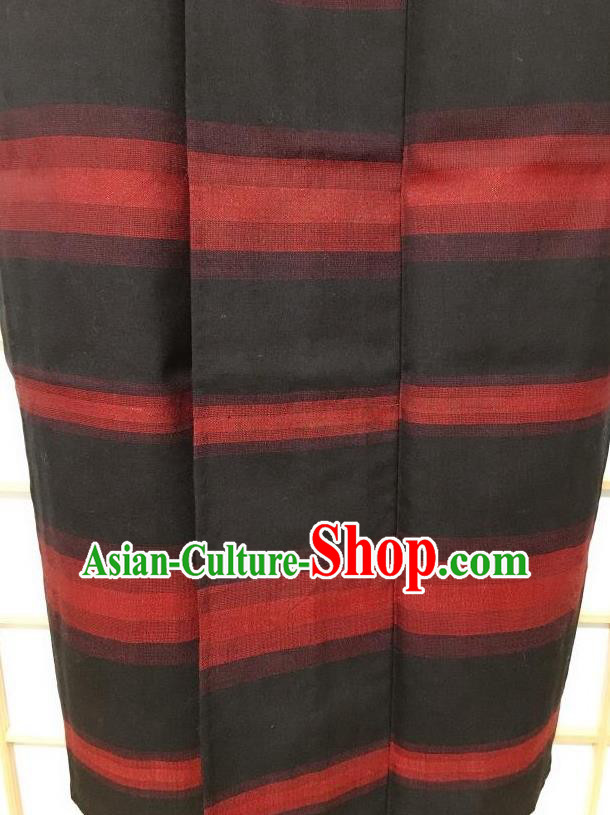 Traditional Japanese Classical Stripe Pattern Black Kimono Asian Japan Yukata Costume for Men