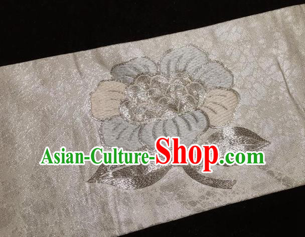 Japanese Traditional Embroidered Camellia Brocade Waistband Japan Kimono Yukata Belt for Women