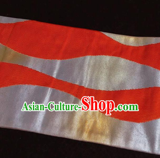 Japanese Nagoya Traditional Argent Brocade Waistband Japan Kimono Yukata Belt for Women