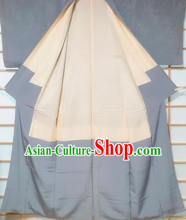 Japanese Traditional Pattern Grey Silk Iromuji Kimono Japan Yukata Dress Costume for Women
