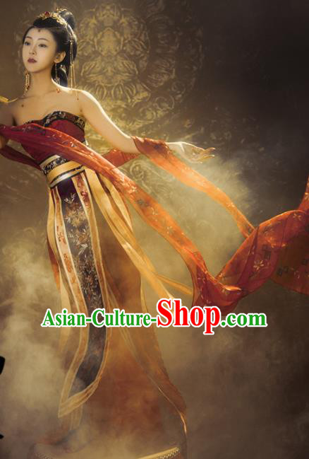 Traditional Chinese Tang Dynasty Palace Lady Hanfu Dress Ancient Dunhuang Flying Apsaras Replica Costumes for Women