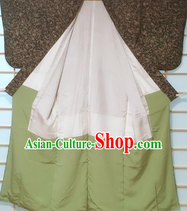 Japanese Classical Pattern Brown Kimono Japan Traditional Yukata Dress Costume for Women