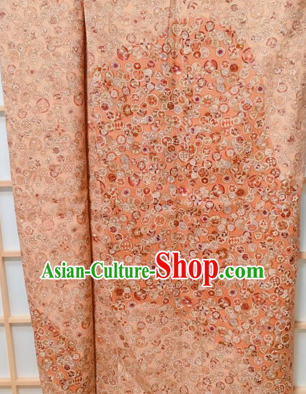 Japanese Classical Pattern Orange Tsukesage Kimono Japan Traditional Yukata Dress Costume for Women