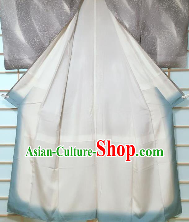 Japanese Classical Pattern Grey Tsukesage Kimono Japan Traditional Yukata Dress Costume for Women