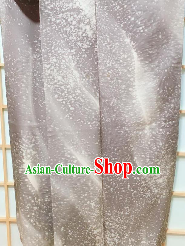 Japanese Classical Pattern Grey Tsukesage Kimono Japan Traditional Yukata Dress Costume for Women