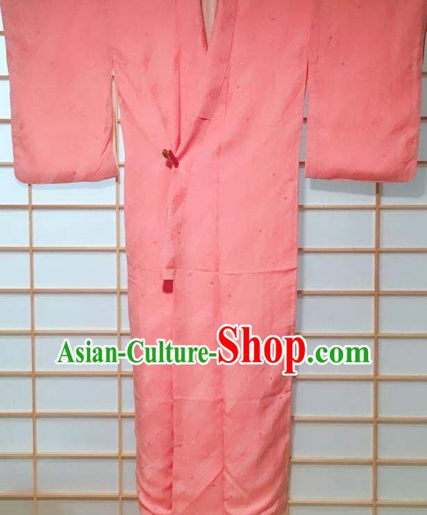 Japanese Classical Embroidered Pattern Pink Tsukesage Kimono Japan Traditional Yukata Dress Costume for Women