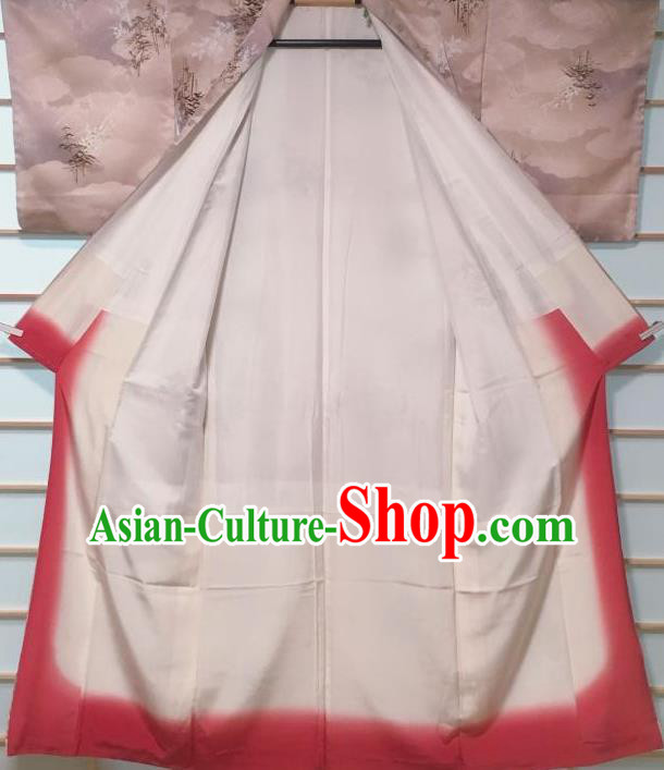 Traditional Japanese Lilac Kimono Japan Classical Tree Pattern Yukata Dress Costume for Women