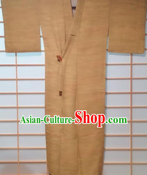 Traditional Japanese Ginger Iromuji Kimono Japan Classical Pattern Yukata Dress Costume for Women