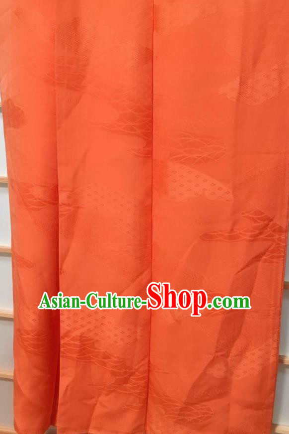 Traditional Japanese Orange Iromuji Kimono Japan Classical Pattern Yukata Dress Costume for Women