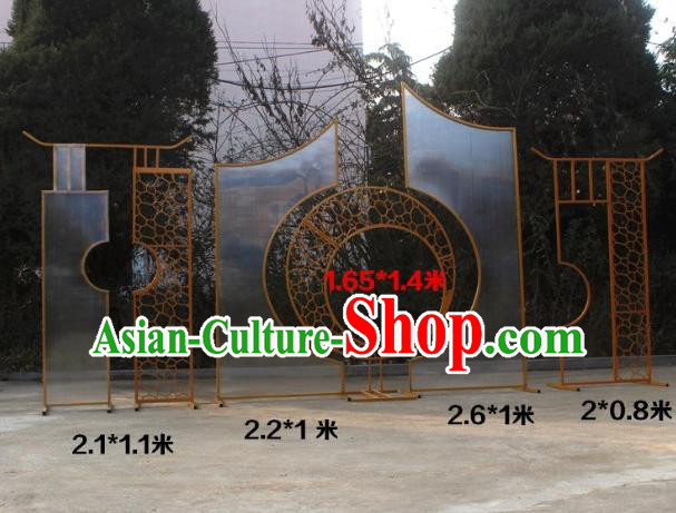Handmade Chinese Iron Art Golden Folding Screens Traditional Wedding Decoration