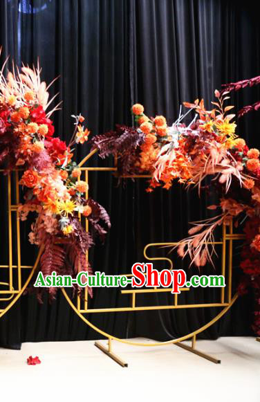 Handmade Chinese Iron Art Flowers Folding Screens Traditional Wedding Decoration