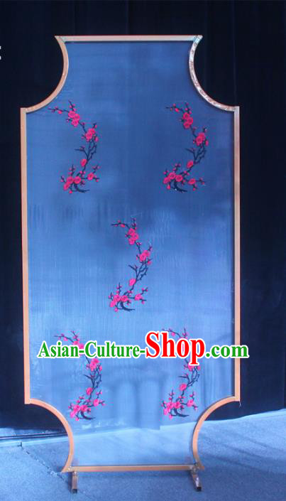 Handmade Chinese Embroidered Plum Blossom Folding Screens Traditional Wedding Decoration