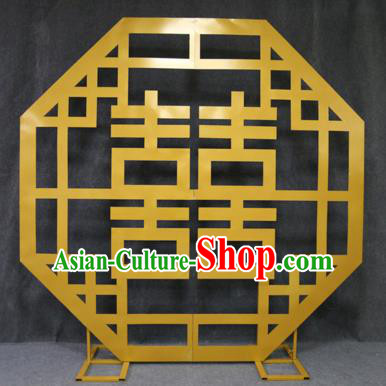 Handmade Chinese Golden Iron Art Carving Folding Screens Traditional Wedding Decoration
