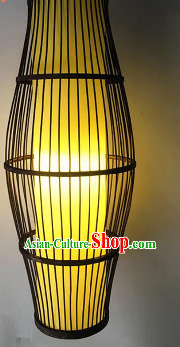 Traditional Chinese Yellow Hanging Lanterns Handmade Lantern Bamboo Art Scaldfish Lamp