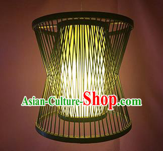 Chinese Traditional Black Bamboo Weaving Funnel Palace Lanterns Handmade Hanging Lantern Lamp