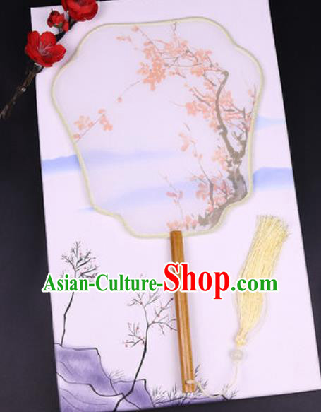 Chinese Traditional Painting Red Plum Palace Fans Handmade Classical Dance Silk Fan for Women