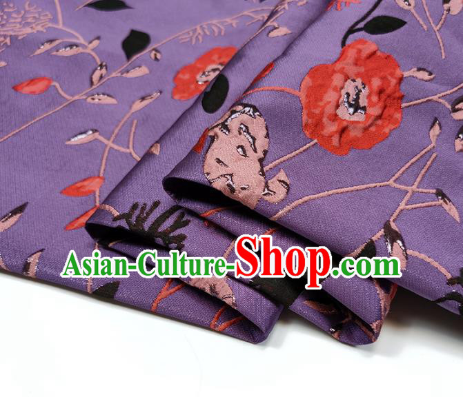Chinese Classical Pattern Design Purple Brocade Fabric Asian Traditional Hanfu Satin Material