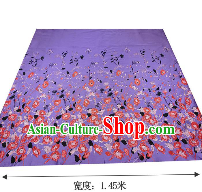 Chinese Classical Pattern Design Purple Brocade Fabric Asian Traditional Hanfu Satin Material