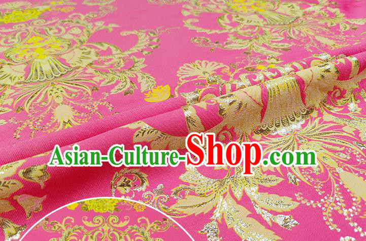 Chinese Classical Pattern Design Pink Brocade Fabric Asian Traditional Hanfu Satin Material