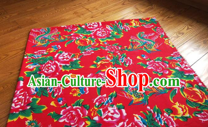 Chinese Traditional Phoenix Peony Pattern Red Quilt Cover Wedding Bedclothes