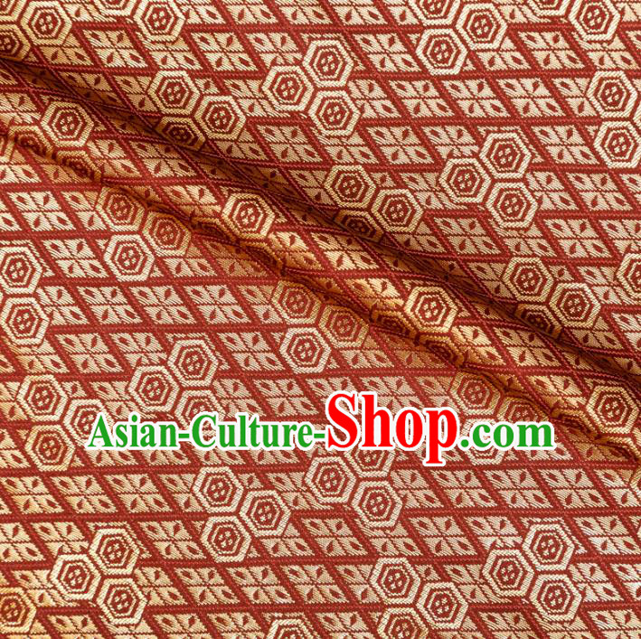 Japanese Traditional Pattern Design Red Brocade Fabric Asian Kimono Tapestry Satin