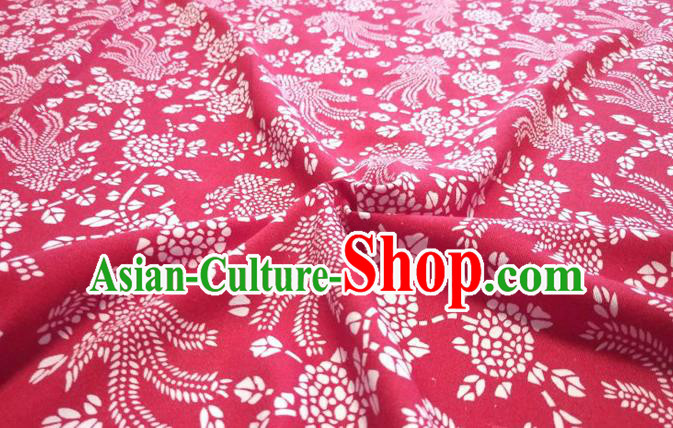 Chinese Classical Phoenix Pattern Design Red Fabric Asian Traditional Hanfu Cloth Material