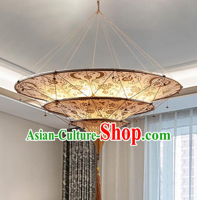 Asian Traditional Fabrics Ceiling Lantern Thailand Handmade Lanterns Hanging Lamps
