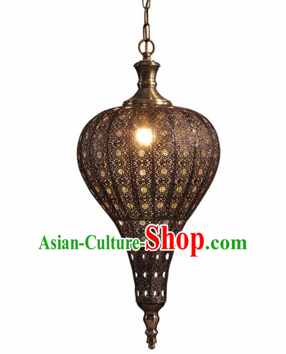 Asian Traditional Hollow Out Iron Ceiling Lantern Thailand Handmade Lanterns Hanging Lamps